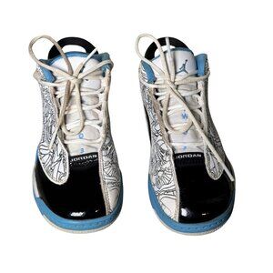Jordan Kids Size 12 White Black Blue Basketball Sneakers Retro Style